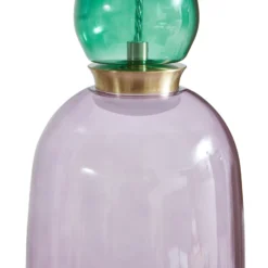 Lucande Lámpara colgante LED Fay, púrpura/verde oscuro, cristal, Ø 15 cm