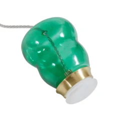Lucande Lámpara colgante LED Fay, púrpura/verde oscuro, cristal, Ø 15 cm