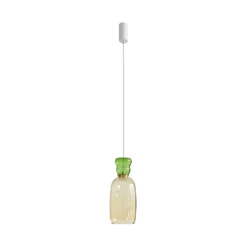 Lucande Lámpara colgante LED Fay, amarillo/verde claro, cristal, Ø 15 cm