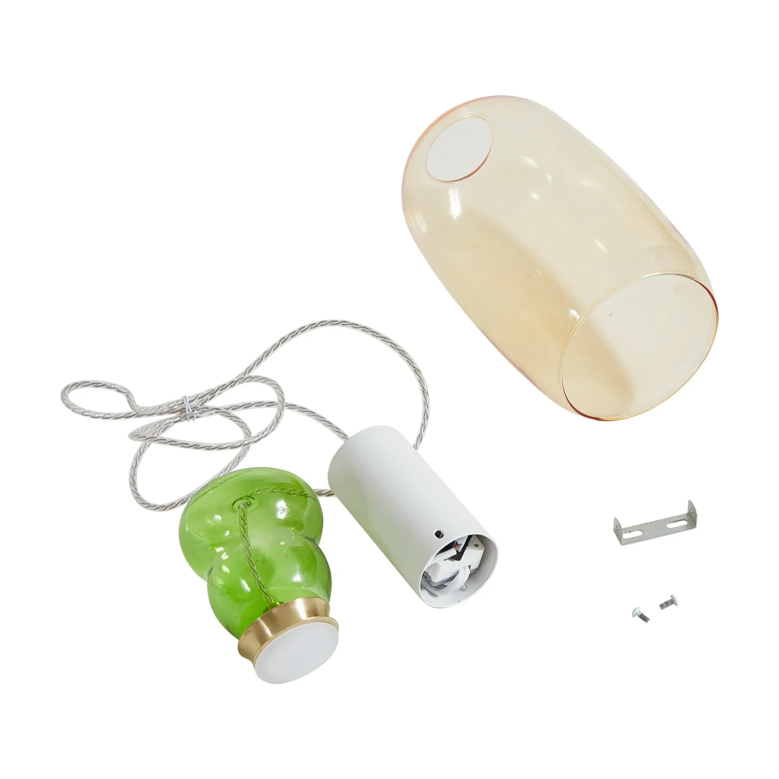 Lucande Lámpara colgante LED Fay, amarillo/verde claro, cristal, Ø 15 cm