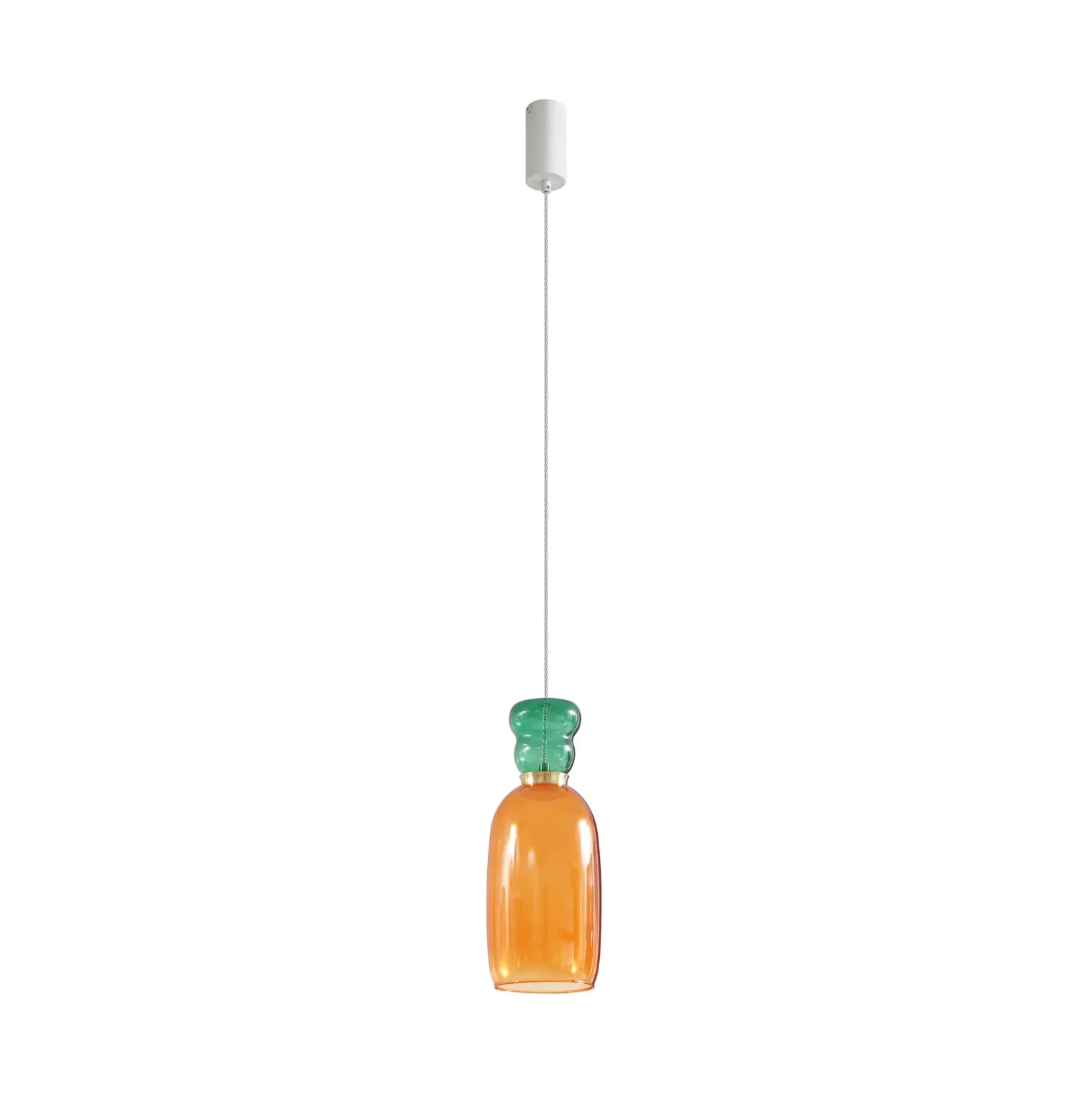 Lucande Lámpara colgante LED Fay, naranja/verde oscuro, cristal, Ø 15 cm
