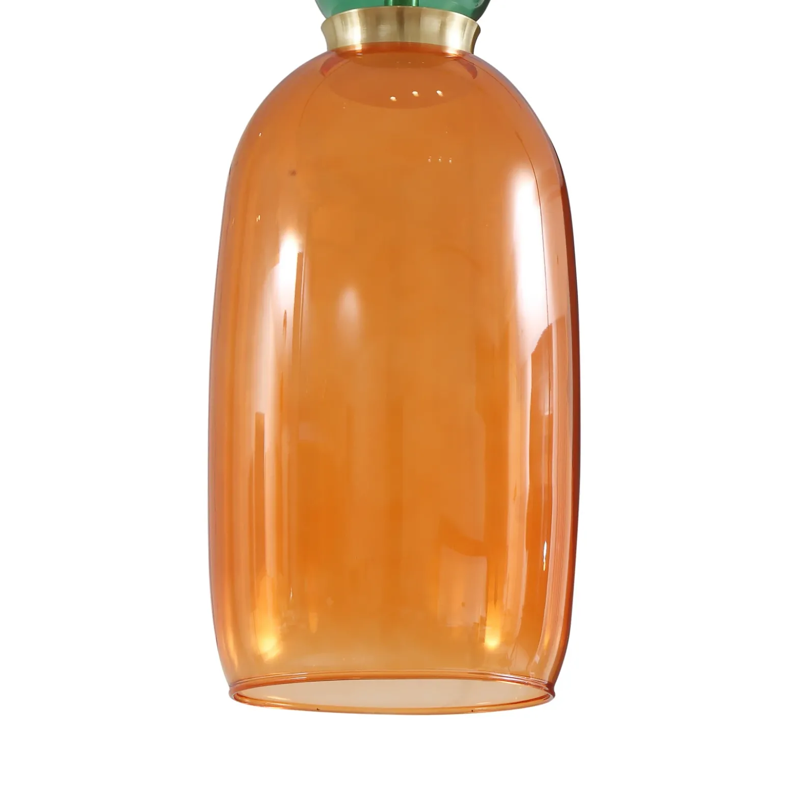 Lucande Lámpara colgante LED Fay, naranja/verde oscuro, cristal, Ø 15 cm