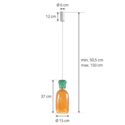 Lucande Lámpara colgante LED Fay, naranja/verde oscuro, cristal, Ø 15 cm