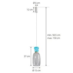Lucande Lámpara colgante LED Fay, gris claro/azul claro, cristal, Ø 15 cm