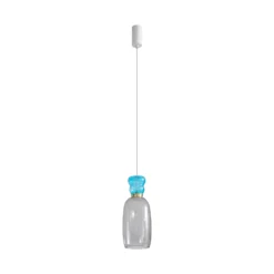 Lucande Lámpara colgante LED Fay, gris claro/azul claro, cristal, Ø 15 cm