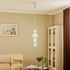 Lucande Lámpara colgante LED Fedra, cristal, gris/blanco, Ø 17 cm