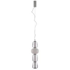 Lucande Lámpara colgante LED Fedra, cristal, gris/blanco, Ø 17 cm
