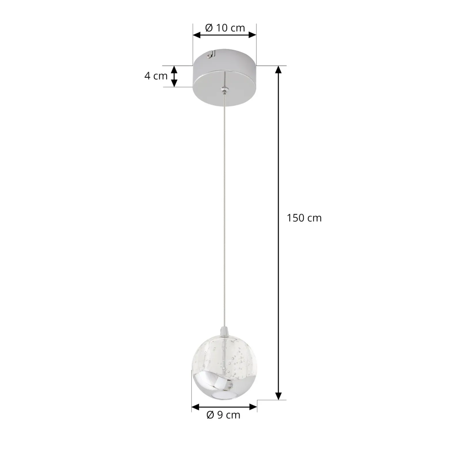 Lucande Lámpara colgante LED Hayley, Ø 9 cm, color cromo, cristal