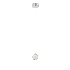 Lucande Lámpara colgante LED Hayley, Ø 9 cm, color cromo, cristal