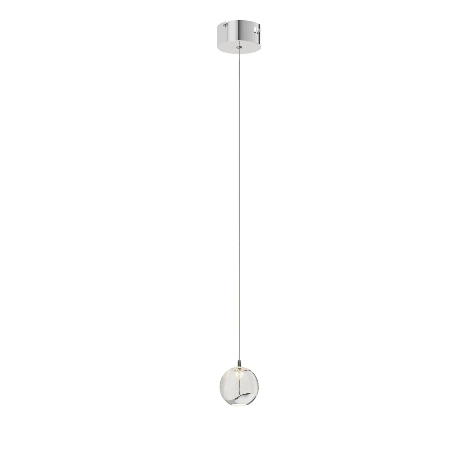 Lucande Lámpara colgante LED Hayley, Ø 9 cm, color cromo, cristal