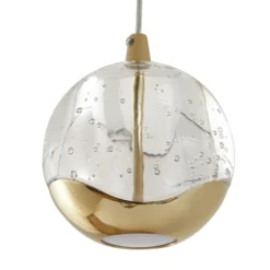 Lucande lámpara colgante LED Hayley, Ø 25 cm, 3 luces, dorado, cristal