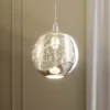 Lucande Lámpara colgante LED Hayley, Ø 9 cm, color cromo, cristal