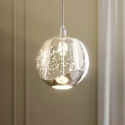 Lucande Lámpara colgante LED Hayley, Ø 9 cm, color cromo, cristal