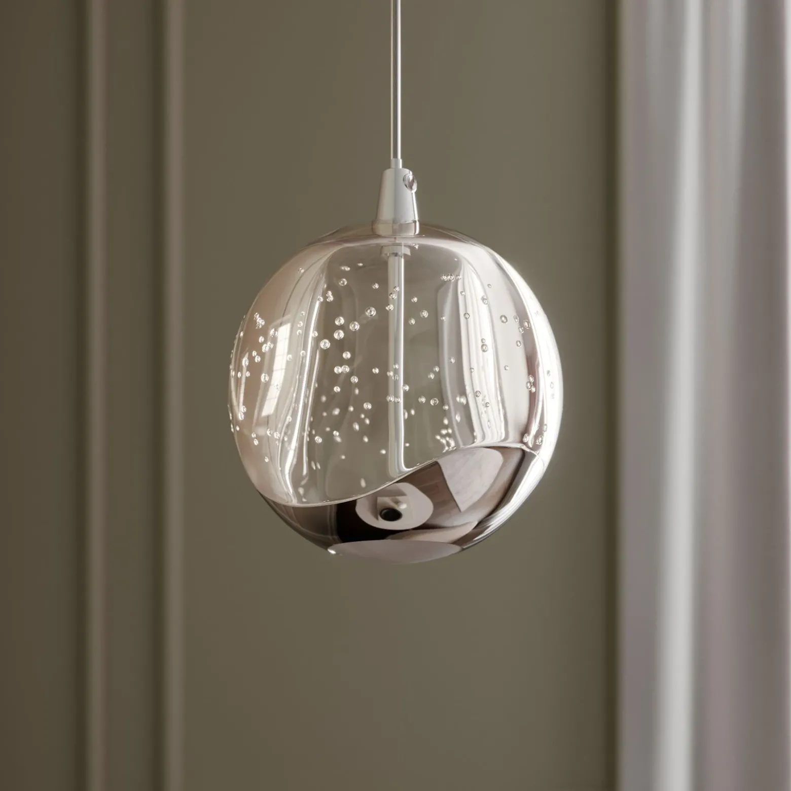 Lucande Lámpara colgante LED Hayley, Ø 9 cm, color cromo, cristal