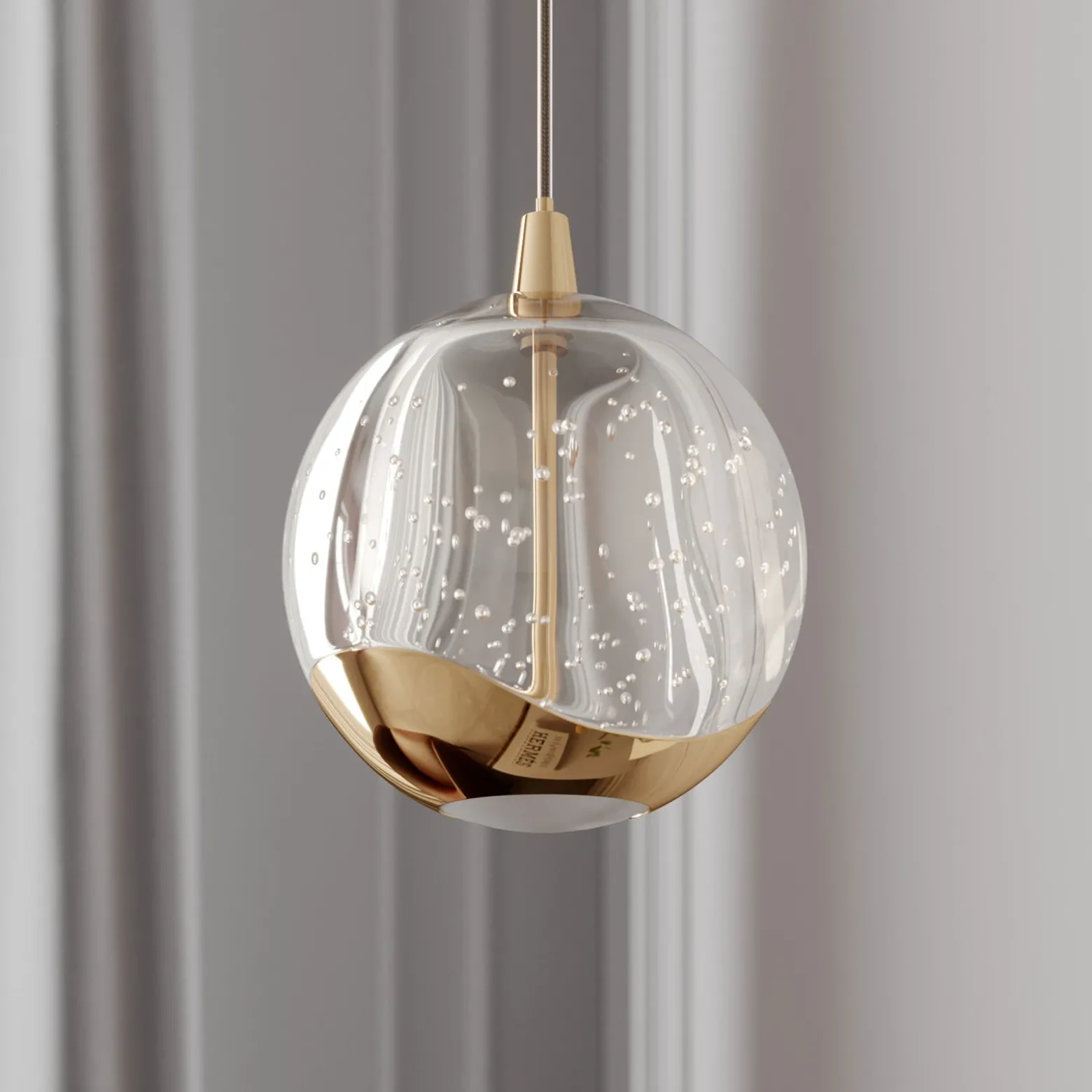 Lucande Lámpara colgante LED Hayley, Ø 9 cm, color dorado, cristal
