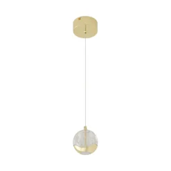 Lucande Lámpara colgante LED Hayley, Ø 9 cm, color dorado, cristal