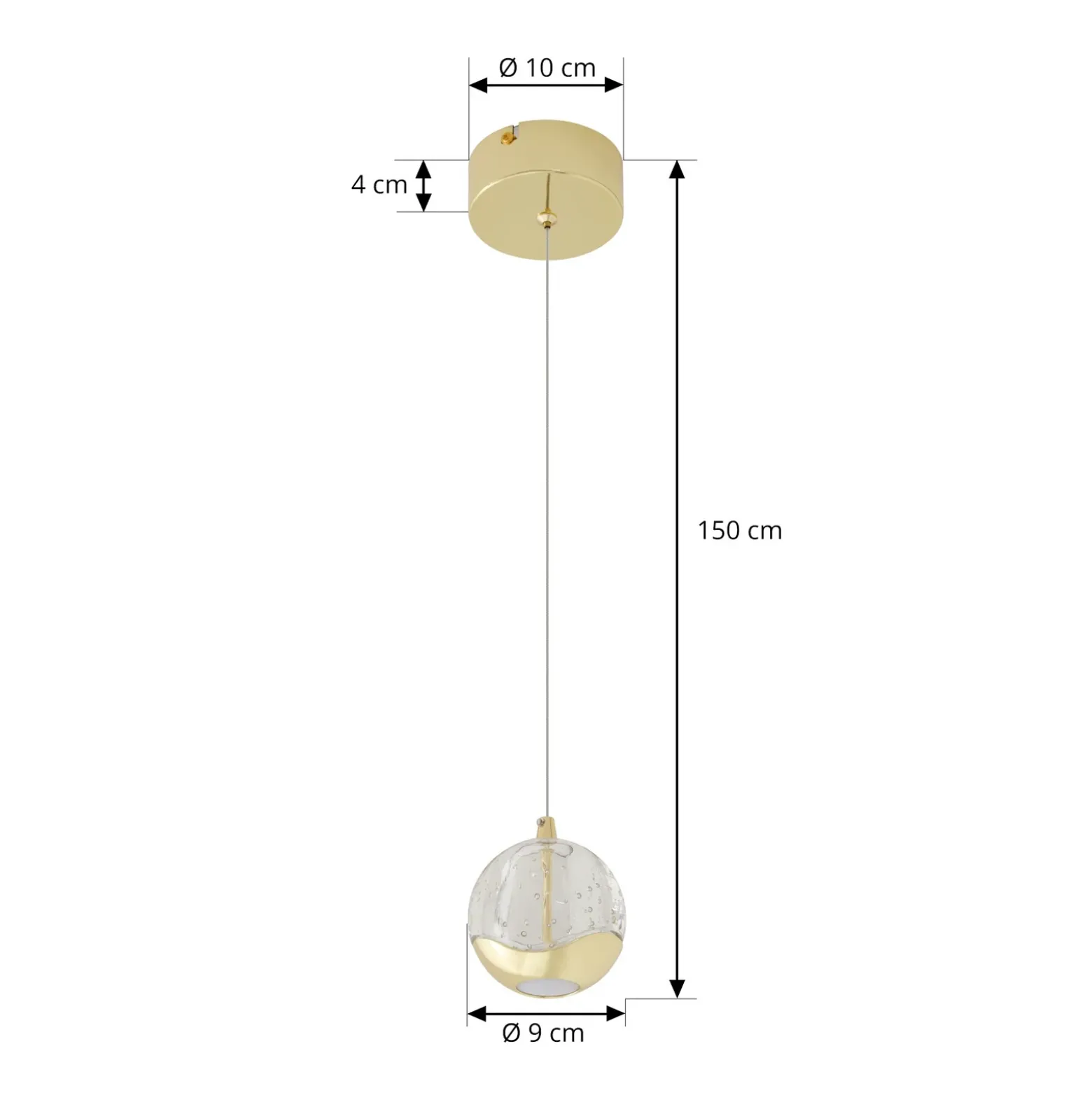 Lucande Lámpara colgante LED Hayley, Ø 9 cm, color dorado, cristal