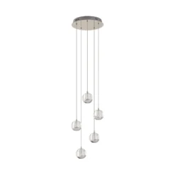Lucande lámpara colgante LED Hayley, Ø 30 cm, 5 luces, cromo, cristal