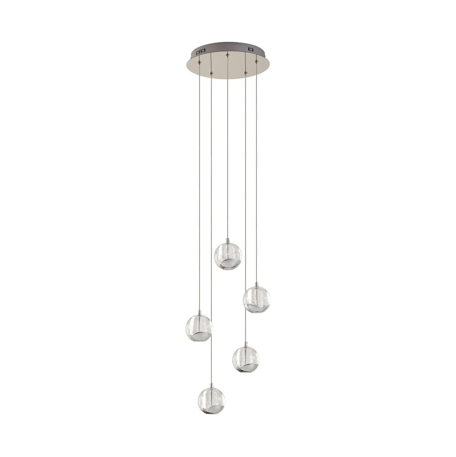 Lucande lámpara colgante LED Hayley, Ø 30 cm, 5 luces, cromo, cristal