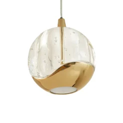 Lucande lámpara colgante LED Hayley, 96 cm, 5 luces, dorado, cristal