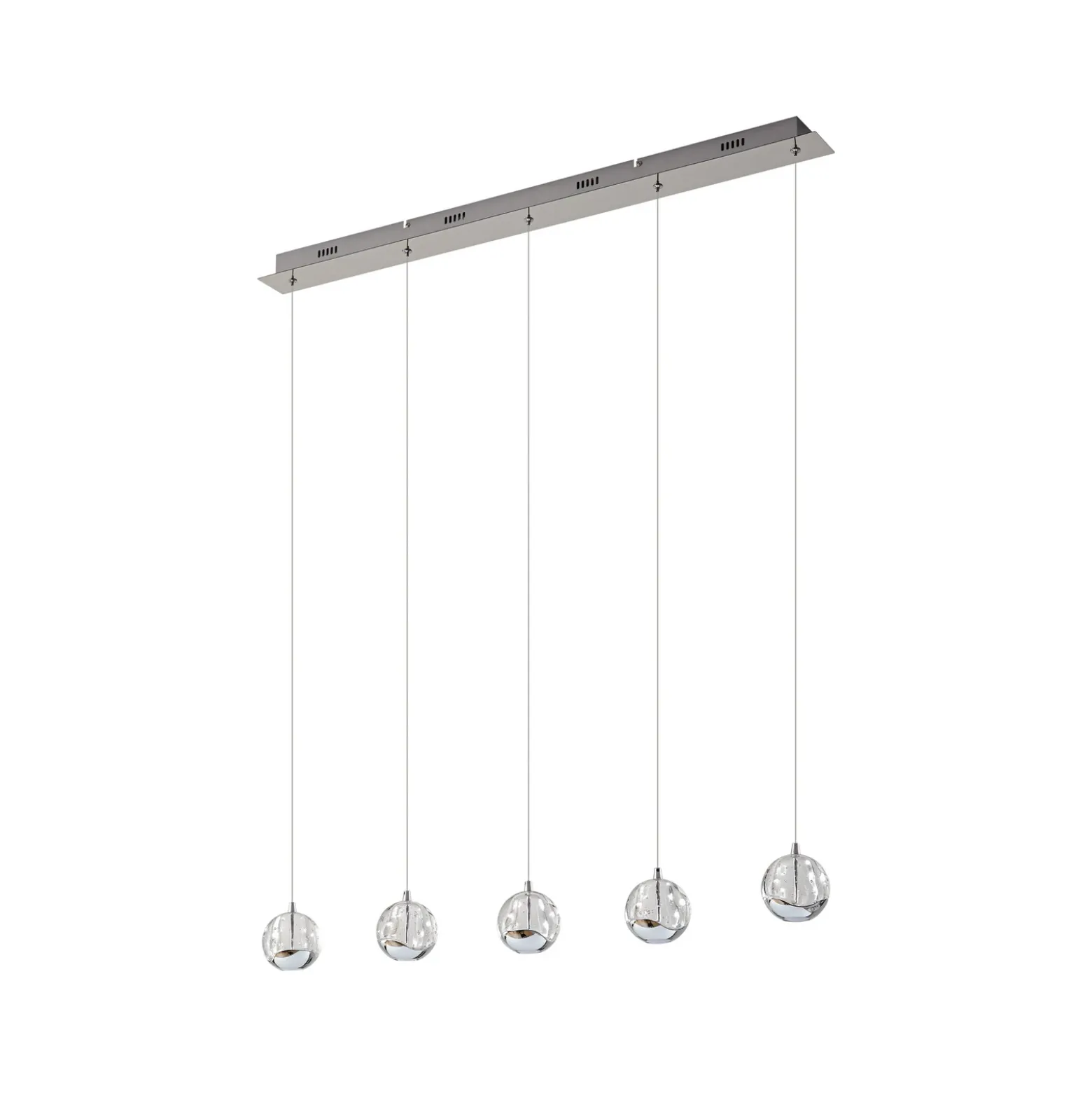 Lucande lámpara colgante LED Hayley, 96 cm, 5 luces, cromo, cristal