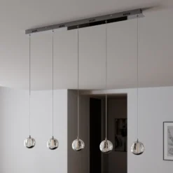 Lucande lámpara colgante LED Hayley, 96 cm, 5 luces, cromo, cristal