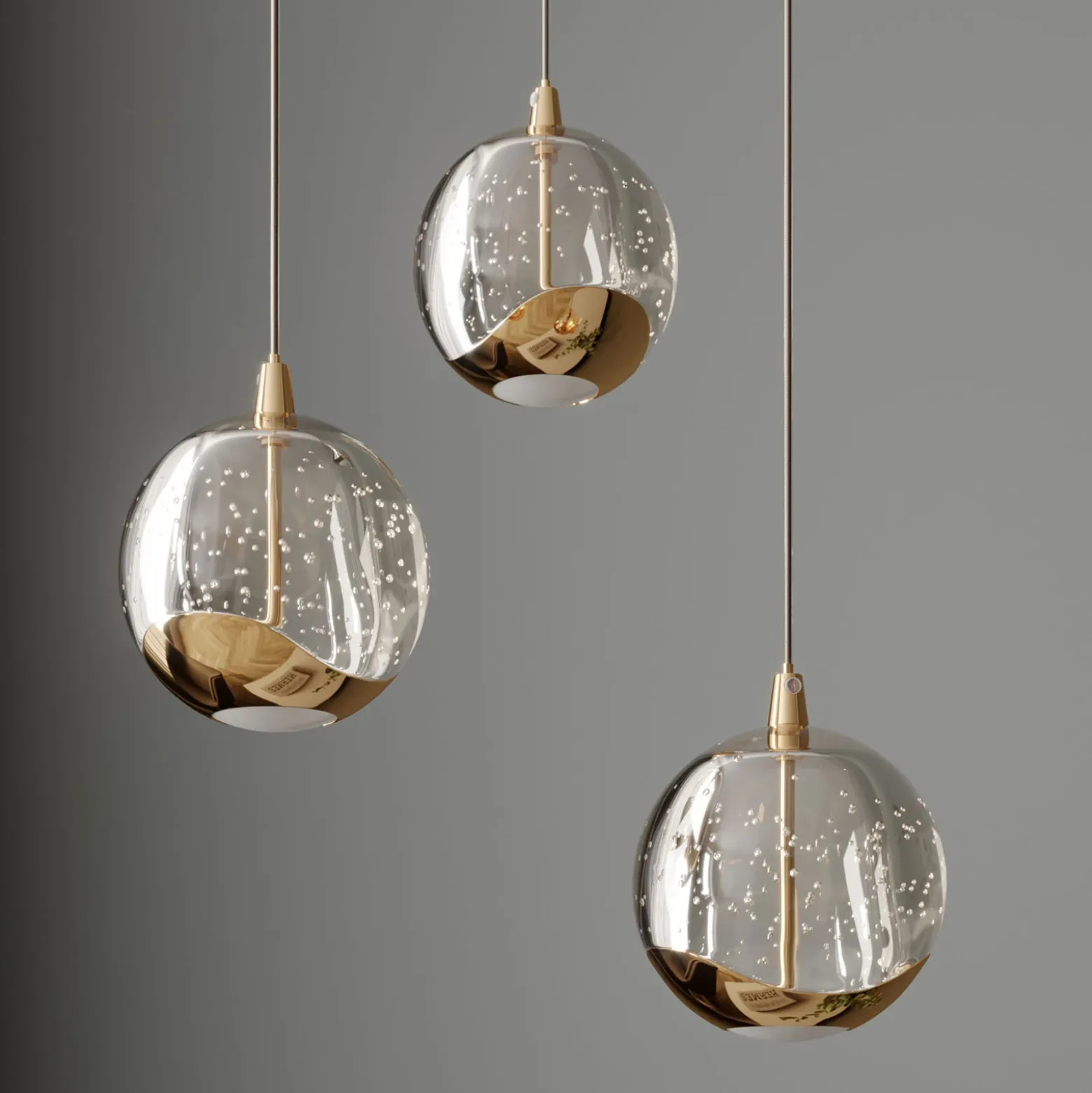 Lucande lámpara colgante LED Hayley, Ø 25 cm, 3 luces, dorado, cristal