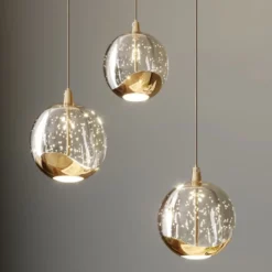 Lucande lámpara colgante LED Hayley, Ø 25 cm, 3 luces, dorado, cristal