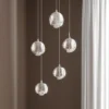 Lucande lámpara colgante LED Hayley, Ø 30 cm, 5 luces, cromo, cristal