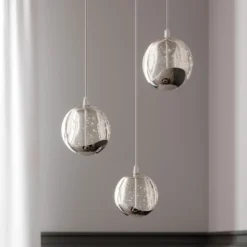 Lucande Lámpara colgante LED Hayley, Ø 25 cm, 3 luces, cromo, cristal
