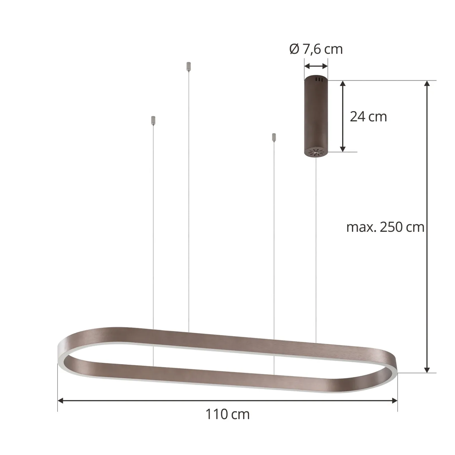 Lucande, lámpara colgante LED inteligente, Melinay, café, CCT, Tuya