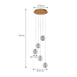 Lucande Lámpara colgante LED Ismenia, 5 luces, latón, acrílico