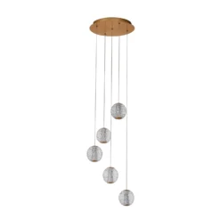 Lucande Lámpara colgante LED Ismenia, 5 luces, latón, acrílico