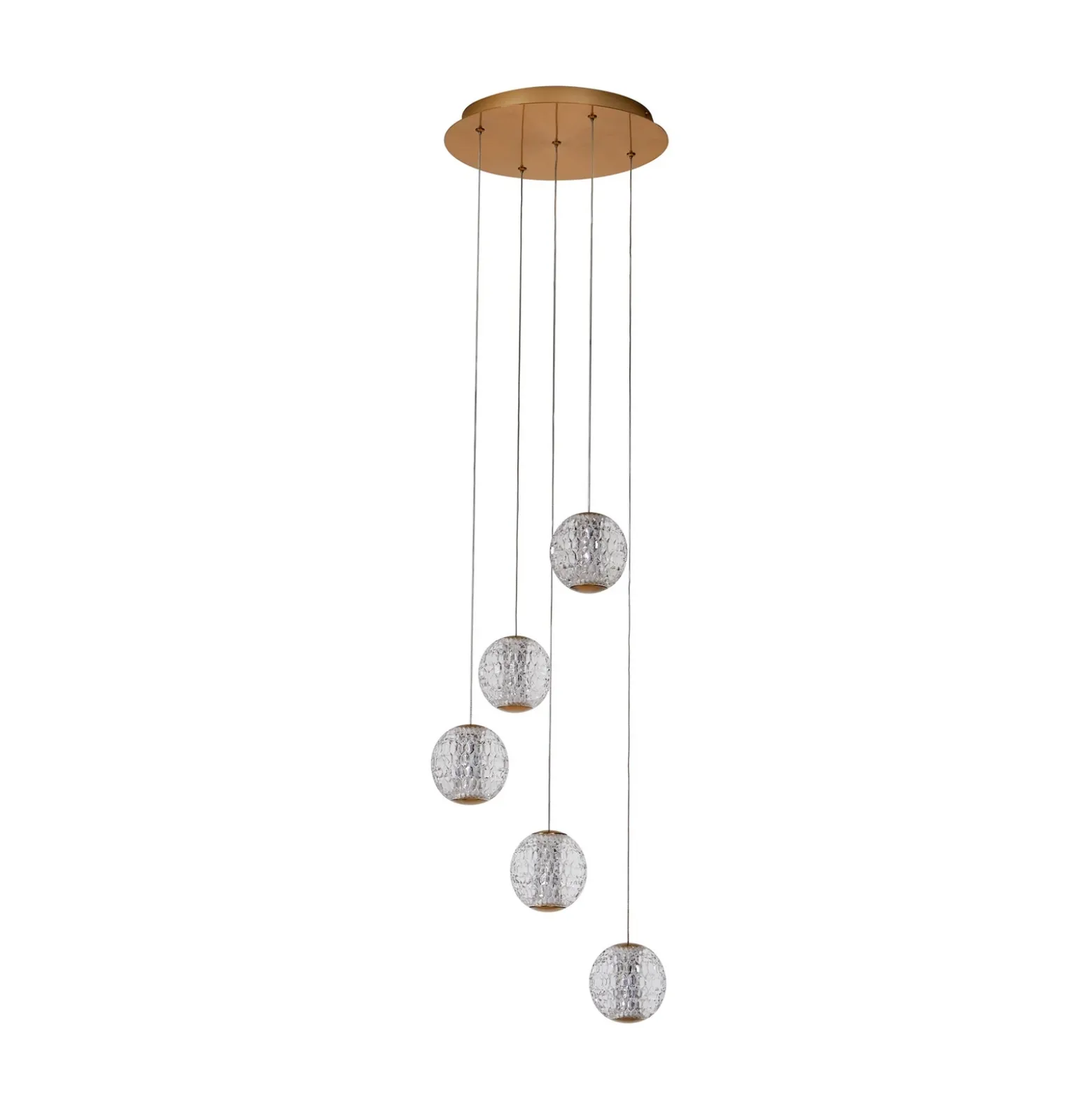Lucande Lámpara colgante LED Ismenia, 5 luces, latón, acrílico