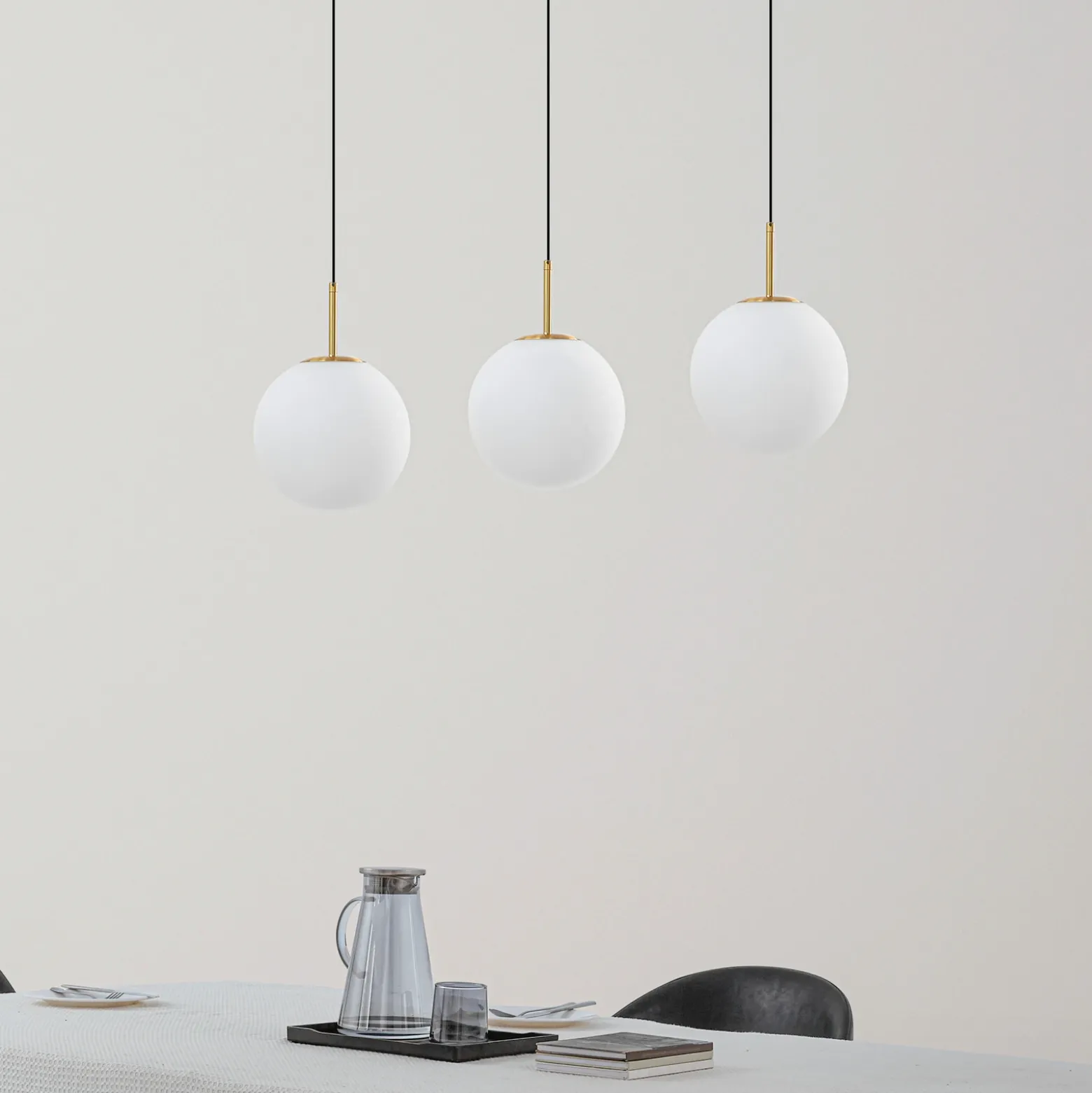 Lucande Lámpara colgante LED Joran, 3 luces, blanca, cristal