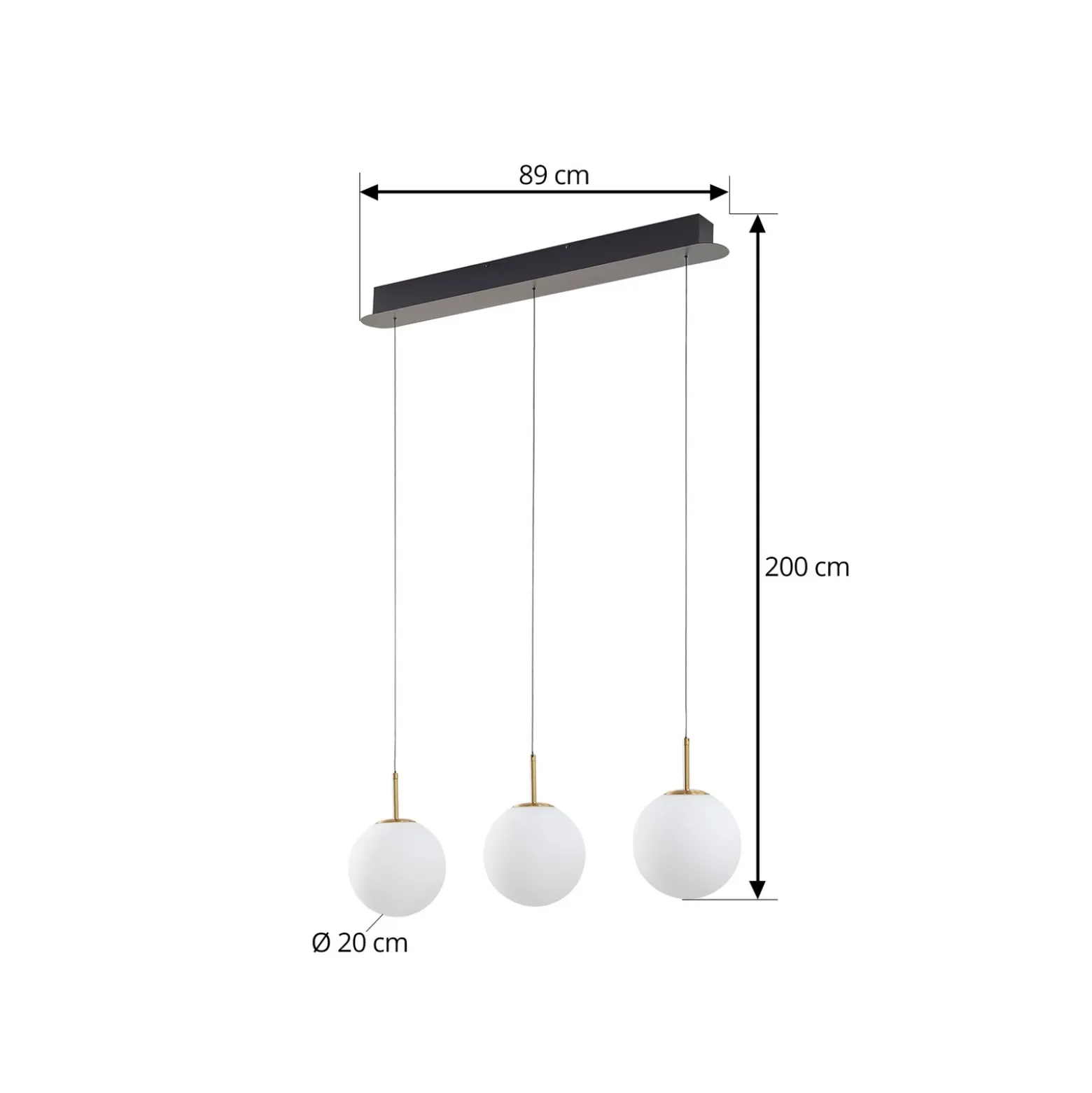 Lucande Lámpara colgante LED Joran, 3 luces, blanca, cristal
