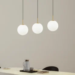 Lucande Lámpara colgante LED Joran, 3 luces, blanca, cristal