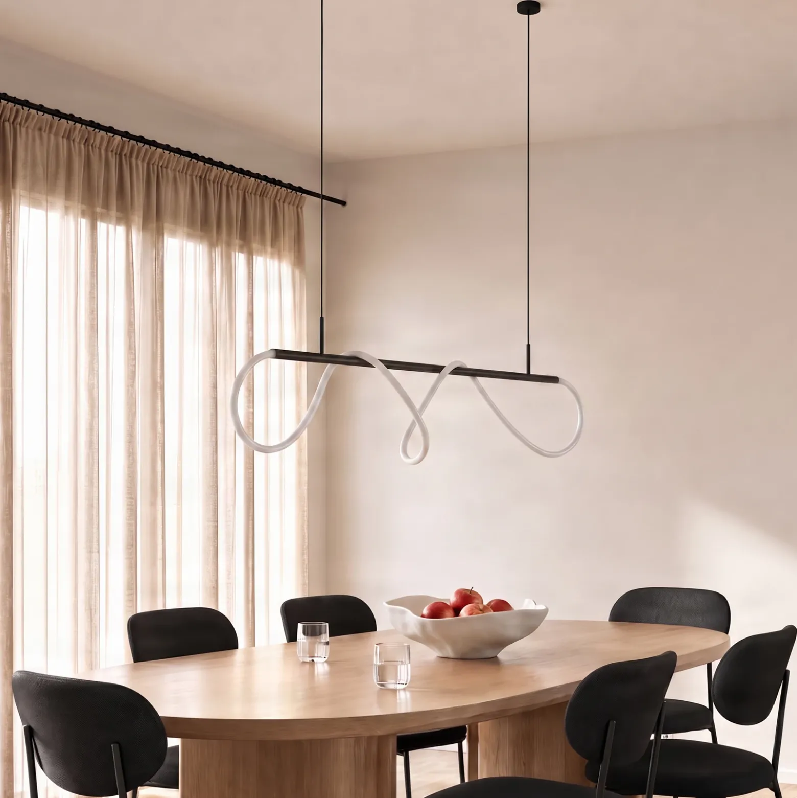 Lucande Lámpara colgante LED Kisune, blanco/negro, metal