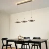 Lucande Lámpara colgante LED Kolo, 114 cm, 3 luces, marrón, atenuable