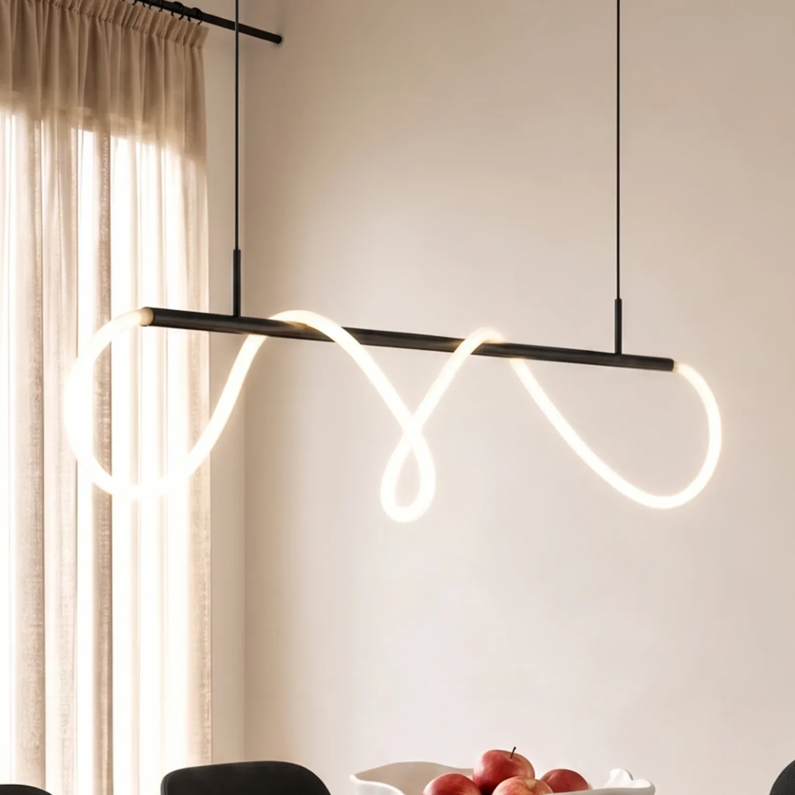 Lucande Lámpara colgante LED Kisune, blanco/negro, metal