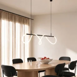 Lucande Lámpara colgante LED Kisune, blanco/negro, metal