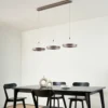 Lucande Lámpara colgante LED Kolo, 114 cm, 3 luces, marrón, atenuable