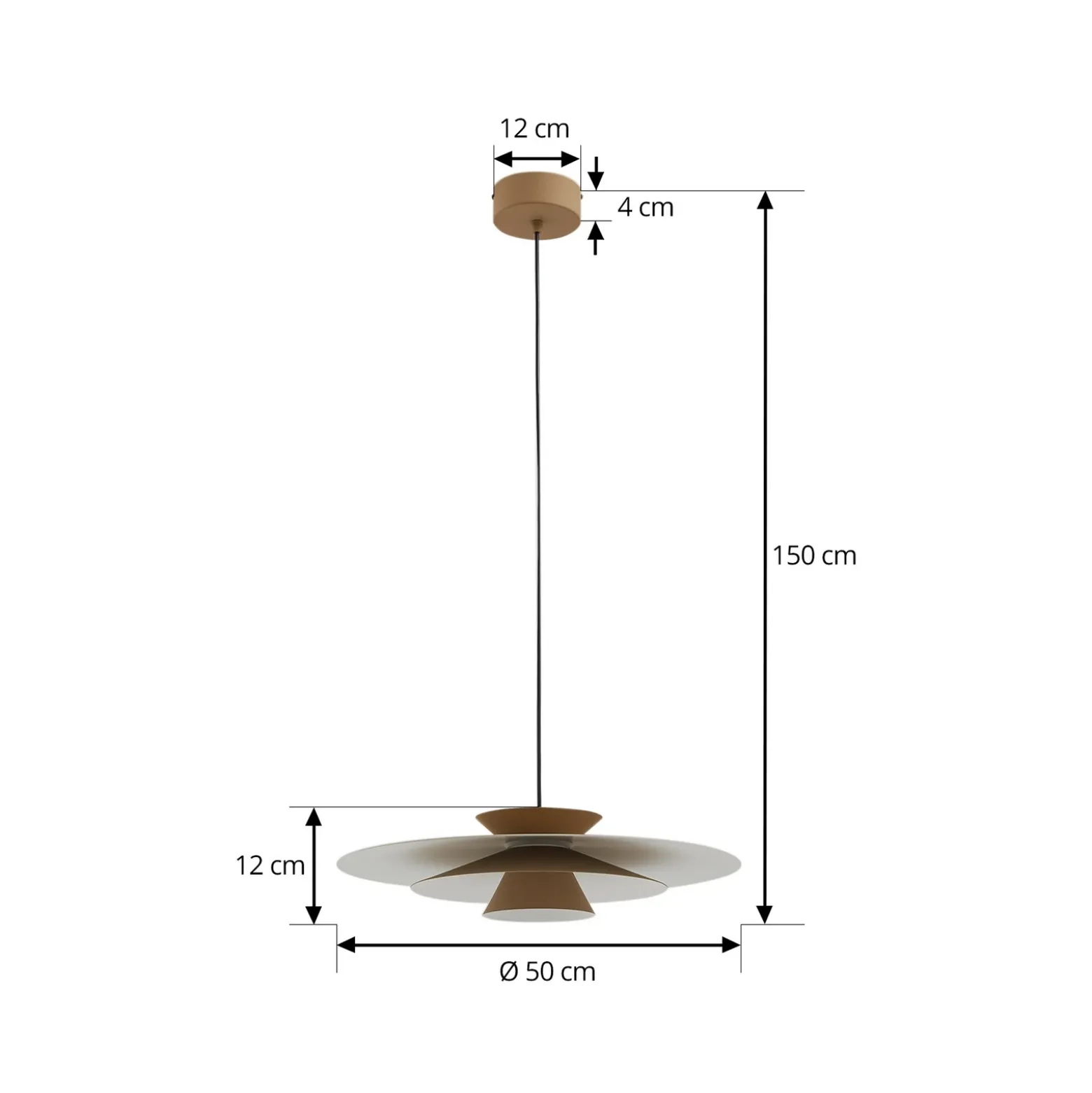 Lucande Lámpara colgante LED Livie, beige, aluminio, Ø 50 cm