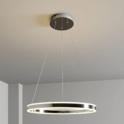 Lucande Lámpara colgante LED Lyani, Ø 60 cm, cromo, atenuable