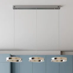 Lucande lámpara colgante LED Lyani, 115cm, 3 luces, cromo, atenuable