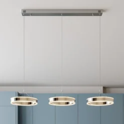 Lucande lámpara colgante LED Lyani, 115cm, 3 luces, cromo, atenuable