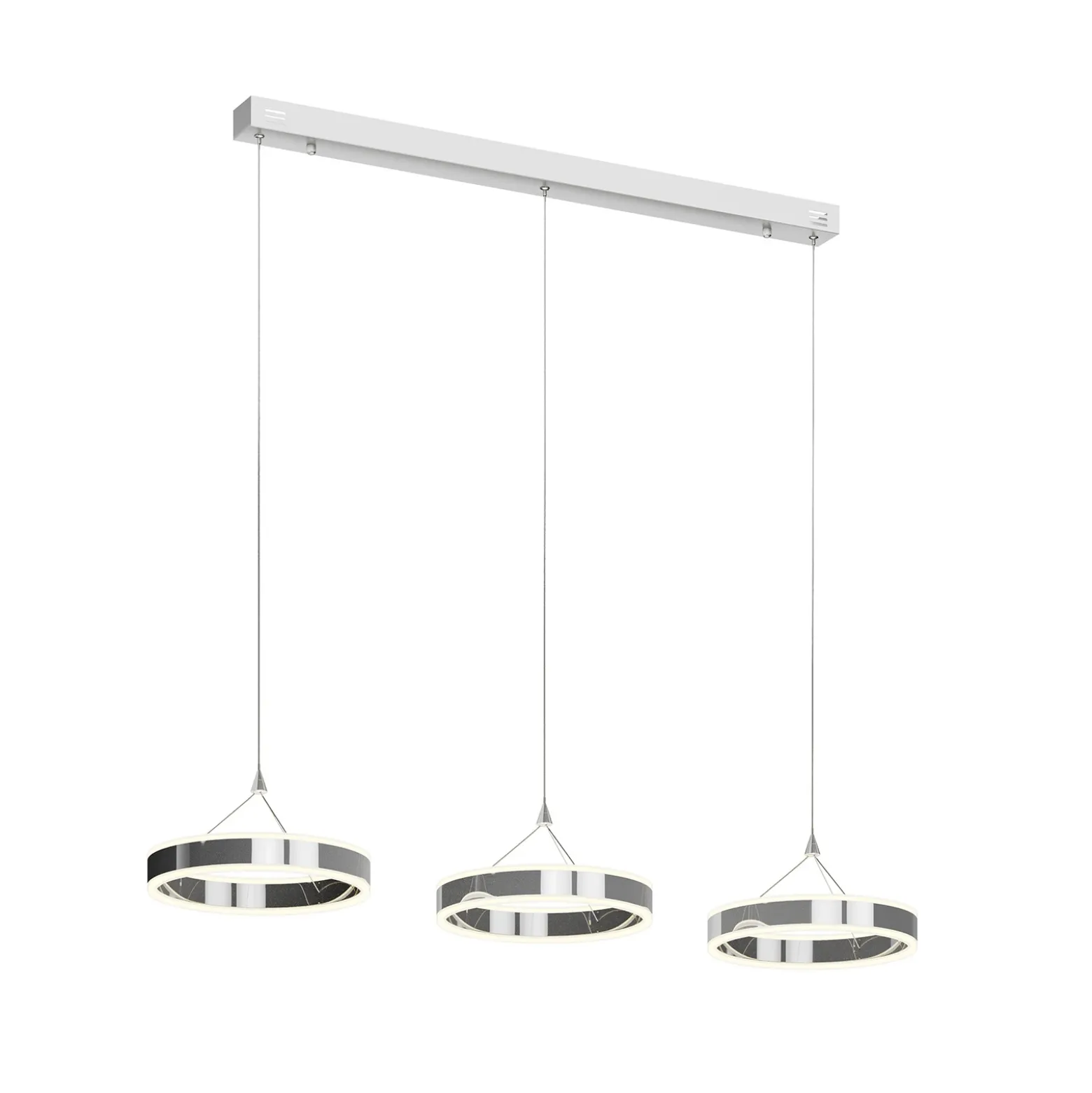 Lucande lámpara colgante LED Lyani, 115cm, 3 luces, cromo, atenuable