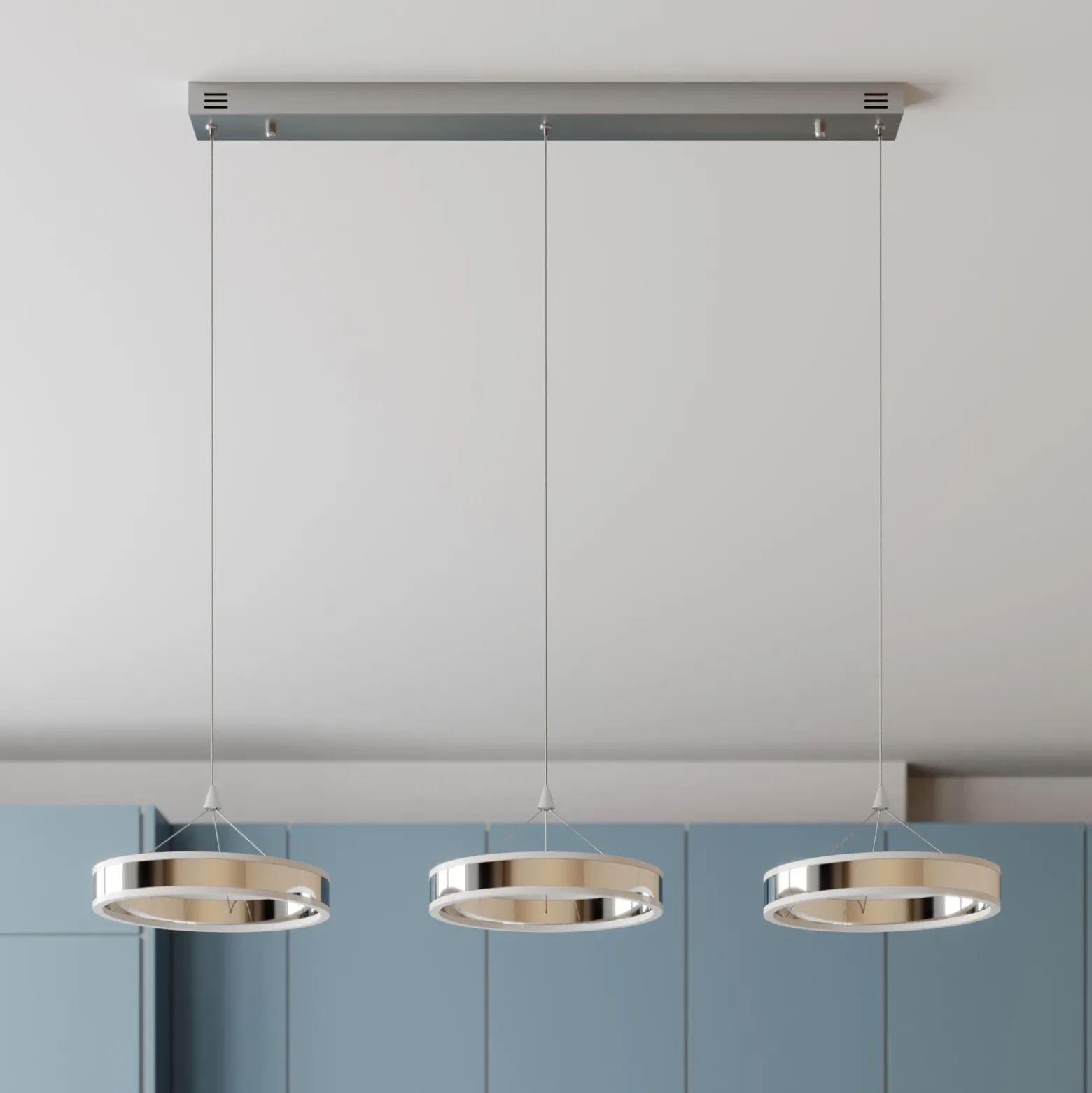 Lucande lámpara colgante LED Lyani, 115cm, 3 luces, cromo, atenuable