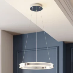Lucande Lámpara colgante LED Lyani, Ø 50 cm, cromo, atenuable