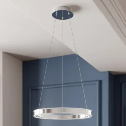 Lucande Lámpara colgante LED Lyani, Ø 50 cm, cromo, atenuable